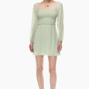 Aritzia Villa Dress Smocked chiffon mini dress